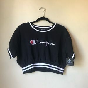 Black Champion Crop Top